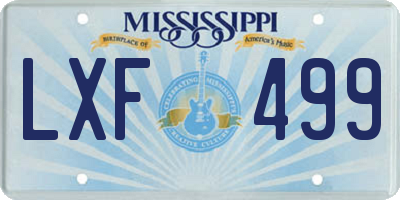 MS license plate LXF499