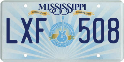 MS license plate LXF508