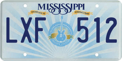 MS license plate LXF512