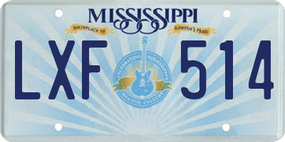 MS license plate LXF514