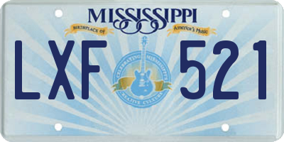 MS license plate LXF521