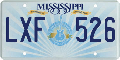MS license plate LXF526