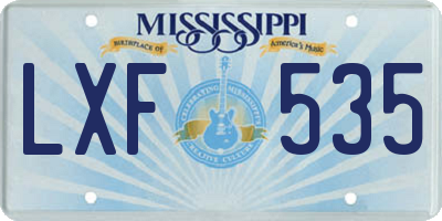 MS license plate LXF535