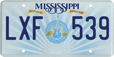 MS license plate LXF539