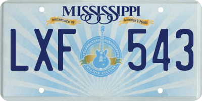 MS license plate LXF543