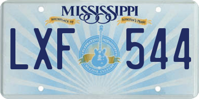 MS license plate LXF544