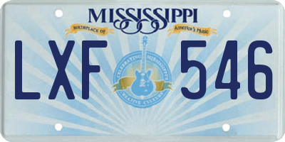 MS license plate LXF546