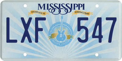 MS license plate LXF547