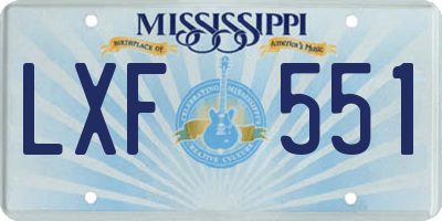 MS license plate LXF551