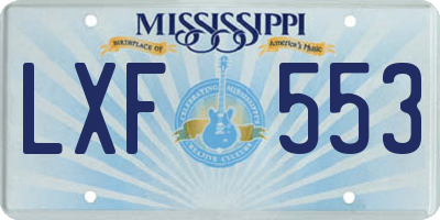 MS license plate LXF553