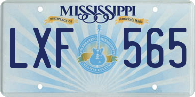 MS license plate LXF565