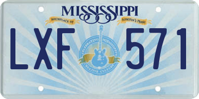 MS license plate LXF571