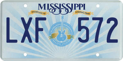 MS license plate LXF572
