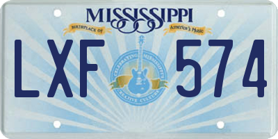 MS license plate LXF574