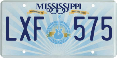 MS license plate LXF575