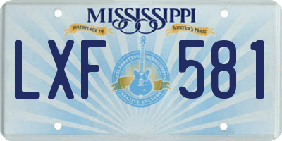 MS license plate LXF581
