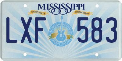 MS license plate LXF583