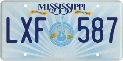 MS license plate LXF587