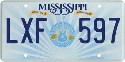 MS license plate LXF597
