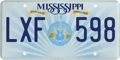 MS license plate LXF598