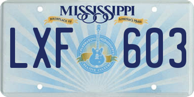 MS license plate LXF603