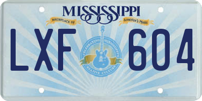 MS license plate LXF604