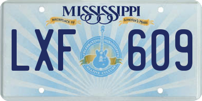 MS license plate LXF609