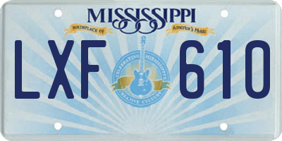 MS license plate LXF610