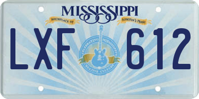 MS license plate LXF612
