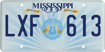 MS license plate LXF613