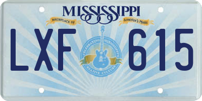 MS license plate LXF615