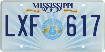 MS license plate LXF617