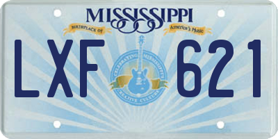 MS license plate LXF621