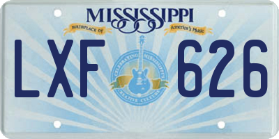 MS license plate LXF626