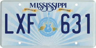 MS license plate LXF631