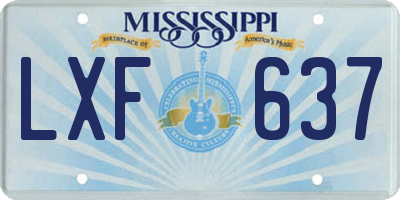 MS license plate LXF637