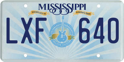 MS license plate LXF640