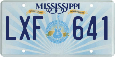 MS license plate LXF641