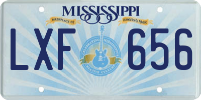 MS license plate LXF656