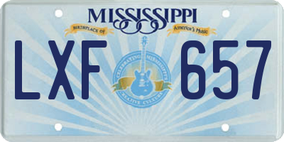 MS license plate LXF657