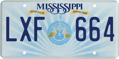 MS license plate LXF664