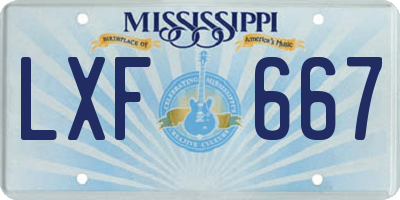 MS license plate LXF667
