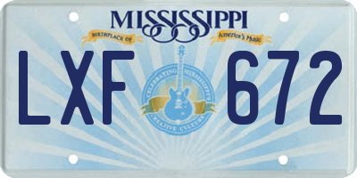 MS license plate LXF672