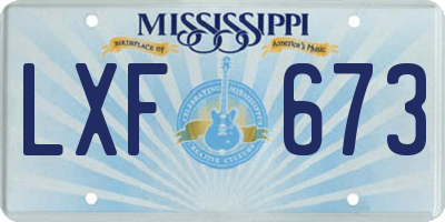 MS license plate LXF673