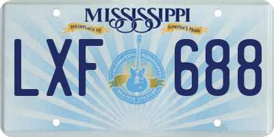 MS license plate LXF688
