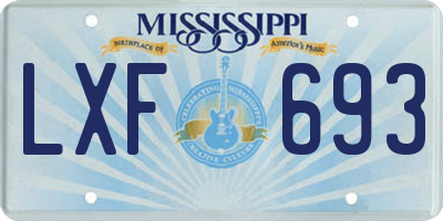 MS license plate LXF693