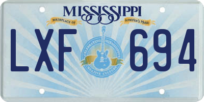 MS license plate LXF694