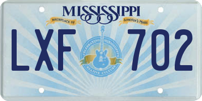 MS license plate LXF702