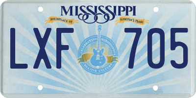 MS license plate LXF705