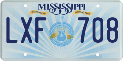 MS license plate LXF708